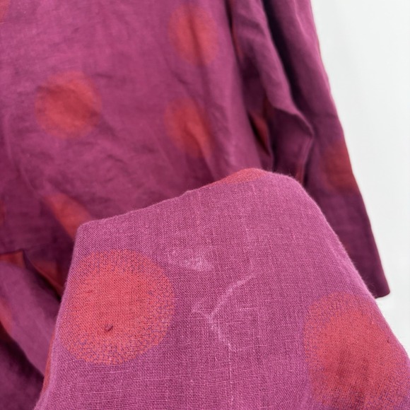 Gudrun Sjoden Linen Midi Dress Womens Large Polka Dot Lagenlook Artsy Pockets - Picture 6 of 10